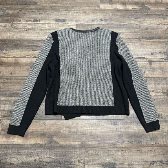 St. John Women's Santana Knit Tweed Side Zip Up Jacket Leather Trim Large - Picture 9 of 9